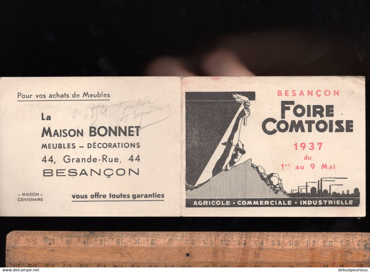 Mini Calendrier 1937 Foire Commerciale Industrielle Comtoise BESANCON Maison BONNET Meubles 44 Grande Rue Besançon - Kleinformat : ...-1900