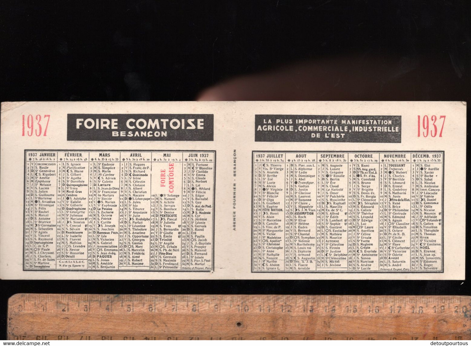 Mini Calendrier 1937 Foire Commerciale Industrielle Comtoise BESANCON Maison BONNET Meubles 44 Grande Rue Besançon - Kleinformat : ...-1900