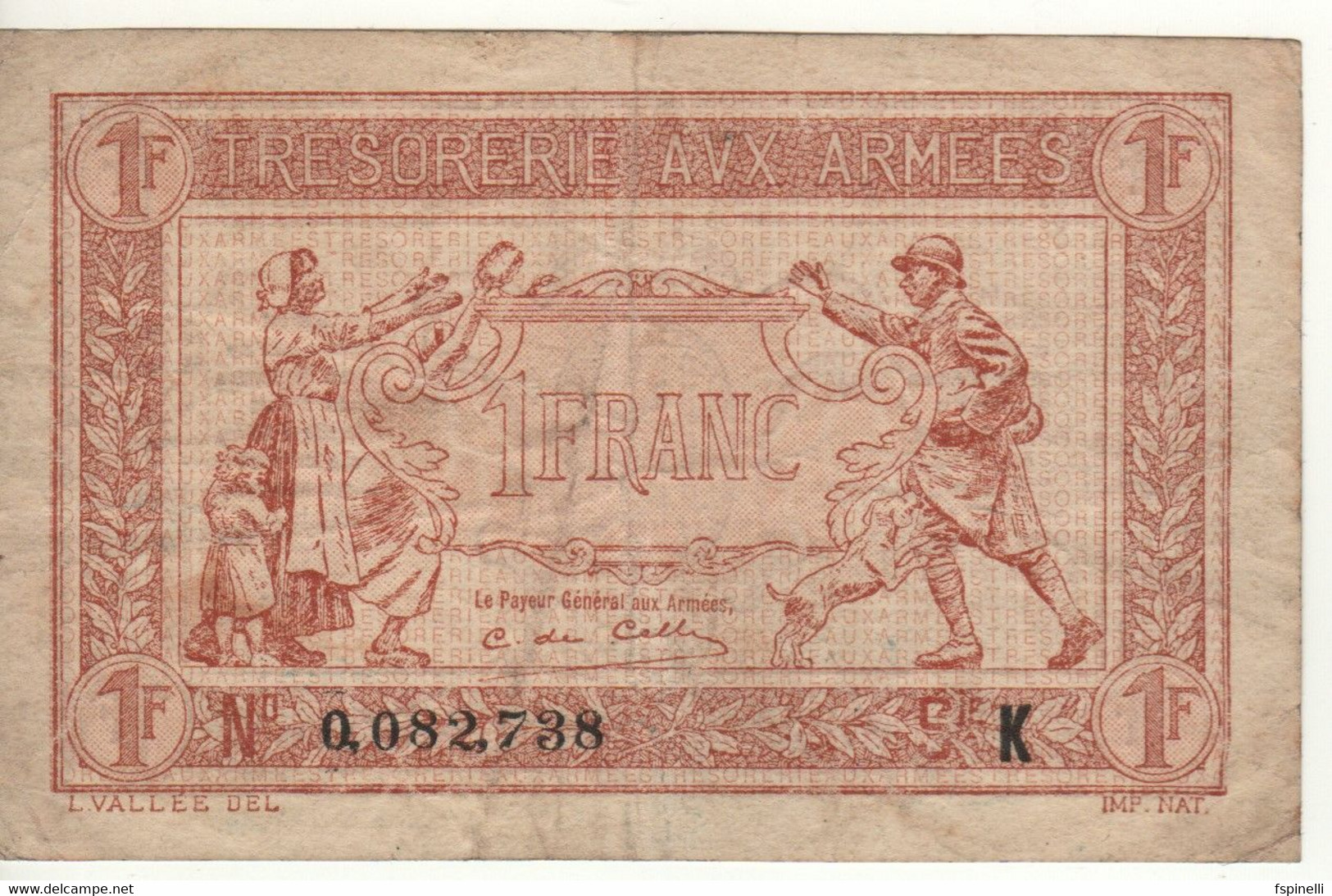 FRANCE  1 Franc  (Trésorerie Aux Armées)   PM2   ND  1917  (Woman With Child, Soldier With Dog) - 5 F 1912-1917 ''Bleu''