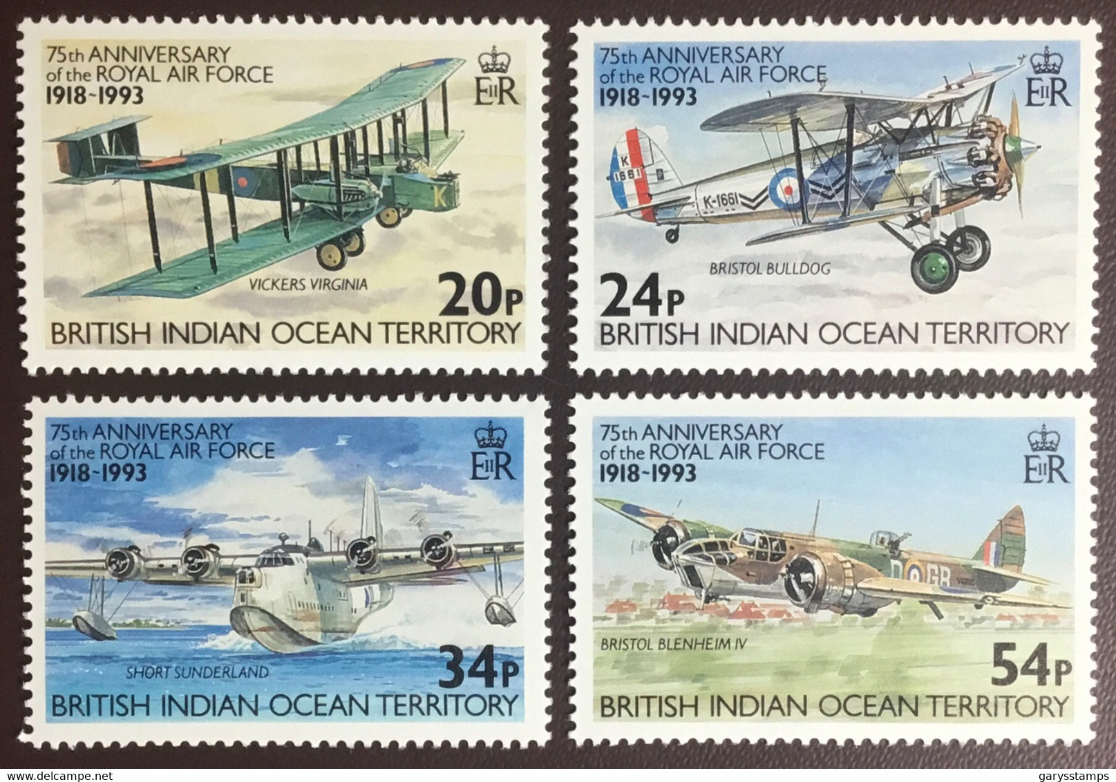 British Indian Ocean Territory BIOT 1993 RAF Air Force Anniversary Aircraft MNH - Territorio Británico Del Océano Índico