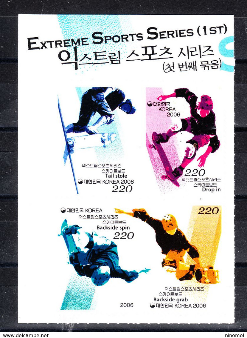 Korea Sud - 2006.  Skateboard. Complete Imperf. Series In Block - Skateboard