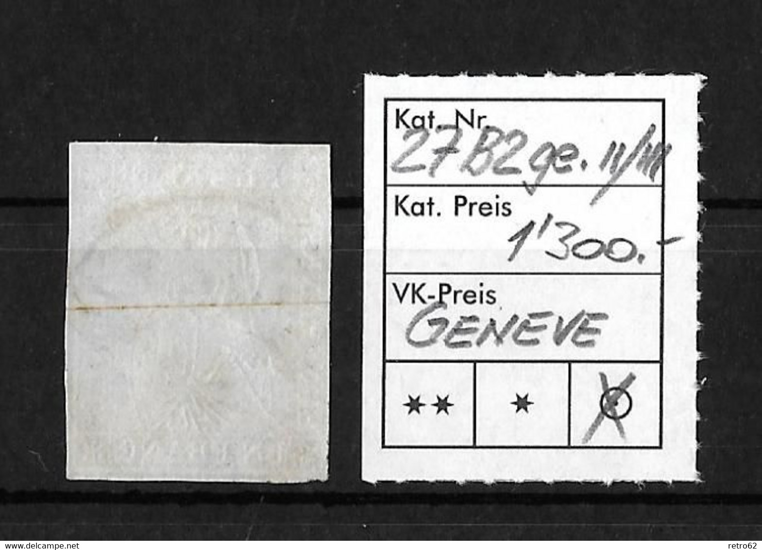 1854-1862 Helvetia (ungezähnt) → Rundstempel Genève   ►SBK-27B2ge.II/III (27C) / Dreiseitig Guter Schnitt◄ - Gebraucht