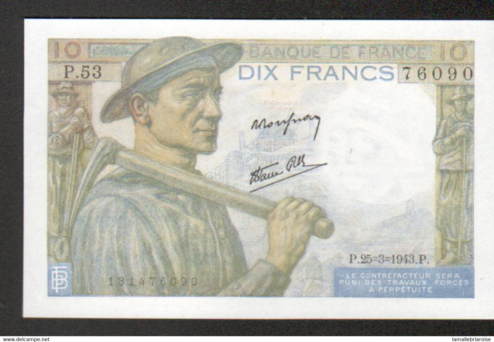 Billet 10 Francs Mineur, 25=3=1943, Neuf - 10 F 1941-1949 ''Mineur''