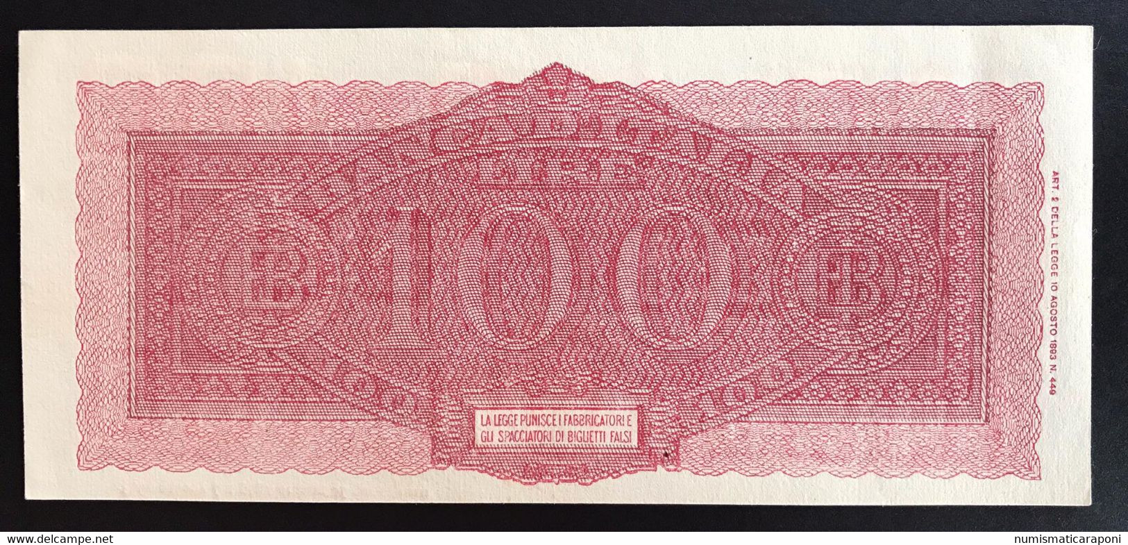 100 Lire Italia Turrita Luogotenenza 1944 Sup LOTTO 1973 - 1000 Lire