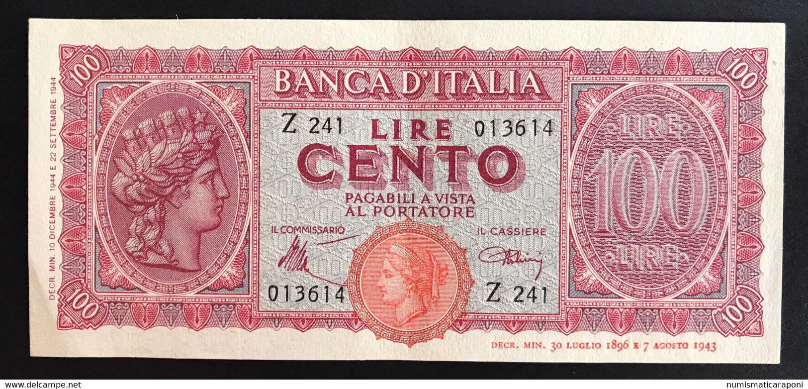 100 Lire Italia Turrita Luogotenenza 1944 Spl/sup LOTTO 1975 - 1.000 Lire