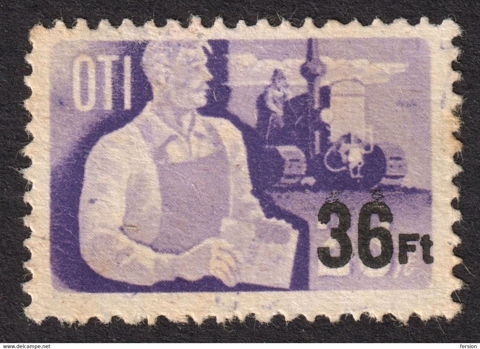 National (Health) Social Insurance Institute / Member Stamp - 1940's Hungary - Revenue Stamp ( Tractor ) / Overprint - Agriculture