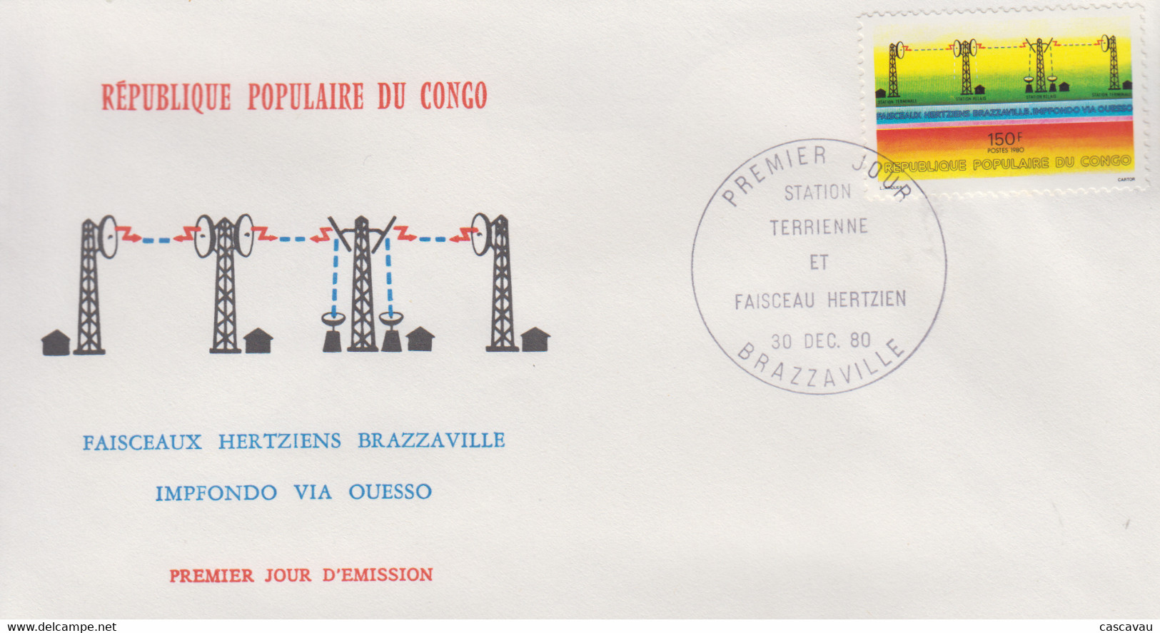 Enveloppe  FDC  1er  Jour   CONGO    Faisceaux  Hertziens   BRAZZAVILLE    1980 - FDC