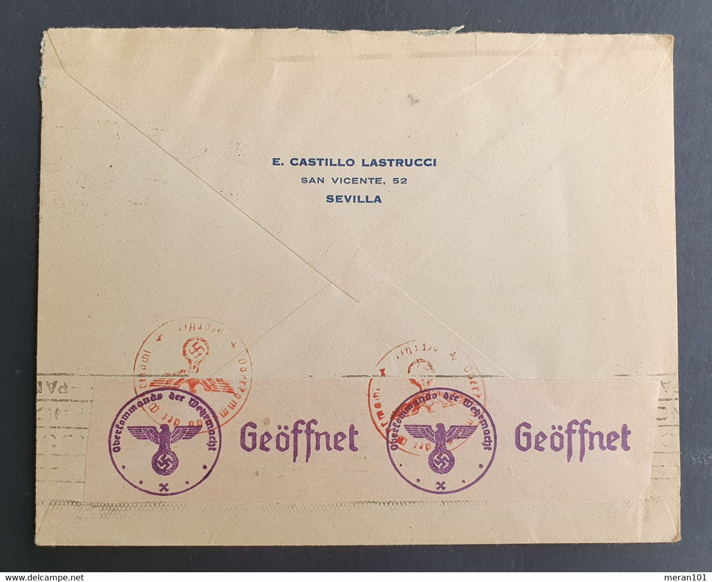 Spanien 1943, Brief MeF Deutsche Zensur SEVILLA Gelaufen Bale/Schweiz - Lettres & Documents
