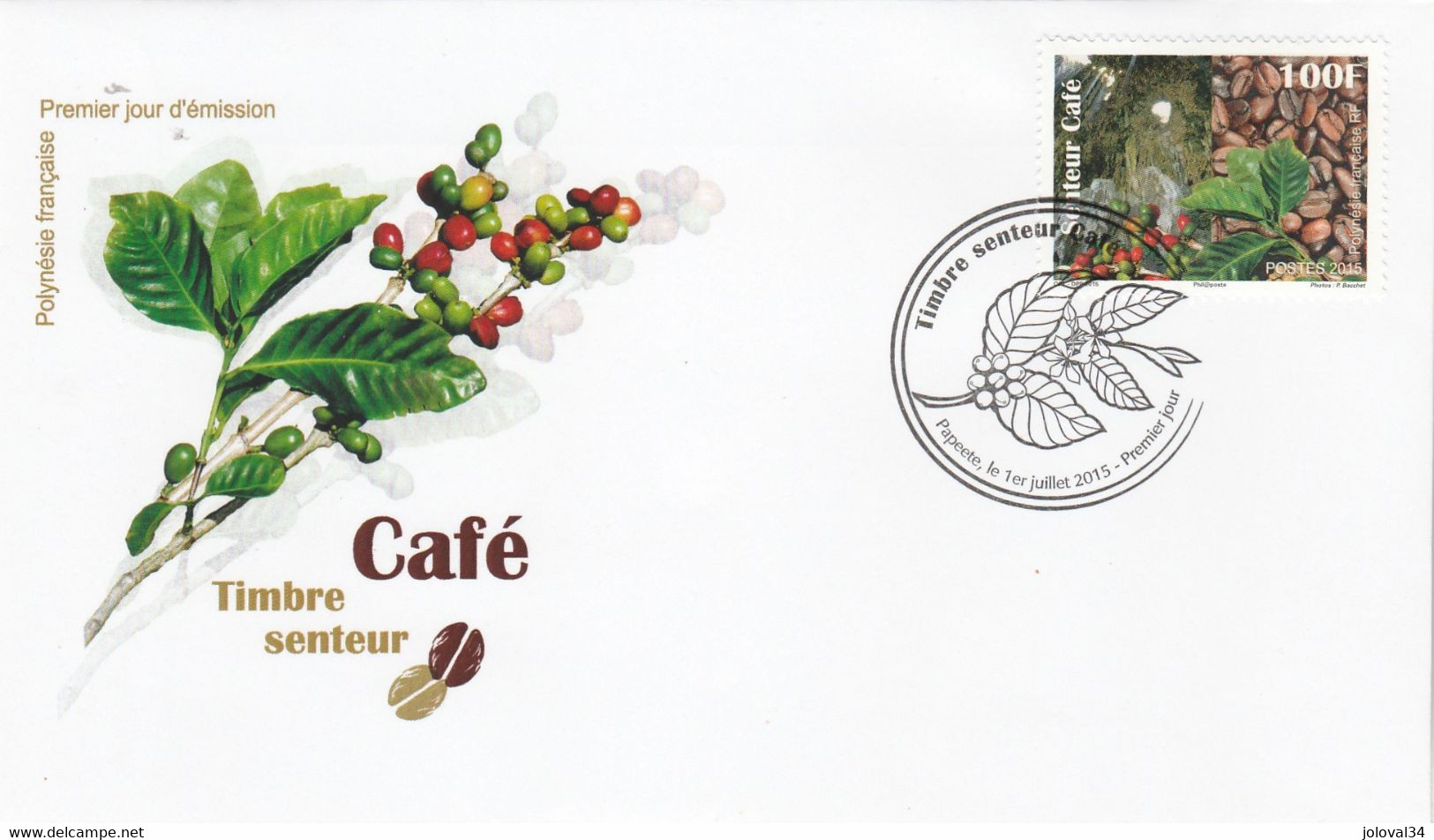 Polynésie FDC 2015 - Yvert 1087 Senteur Café Flore - FDC