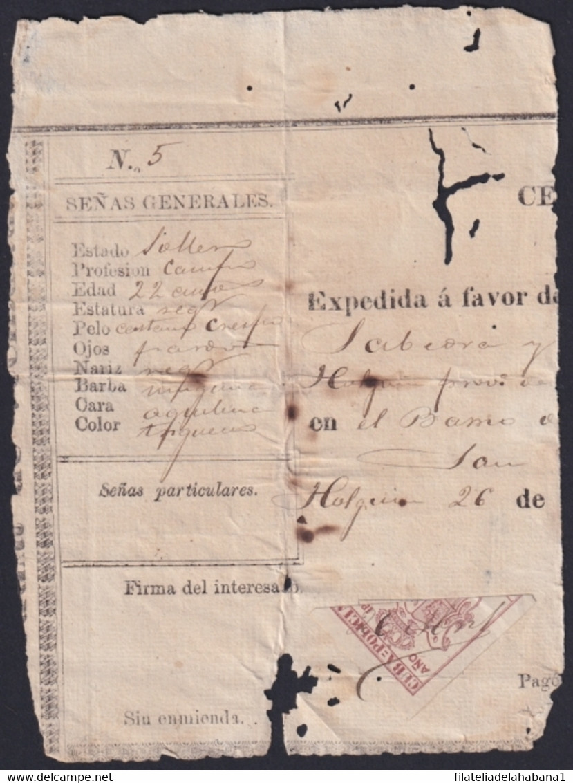 POL-120 CUBA SPAIN 1879 REVENUE POLICE POLICIA BICEPTO 2,50 Ptas. - Impuestos