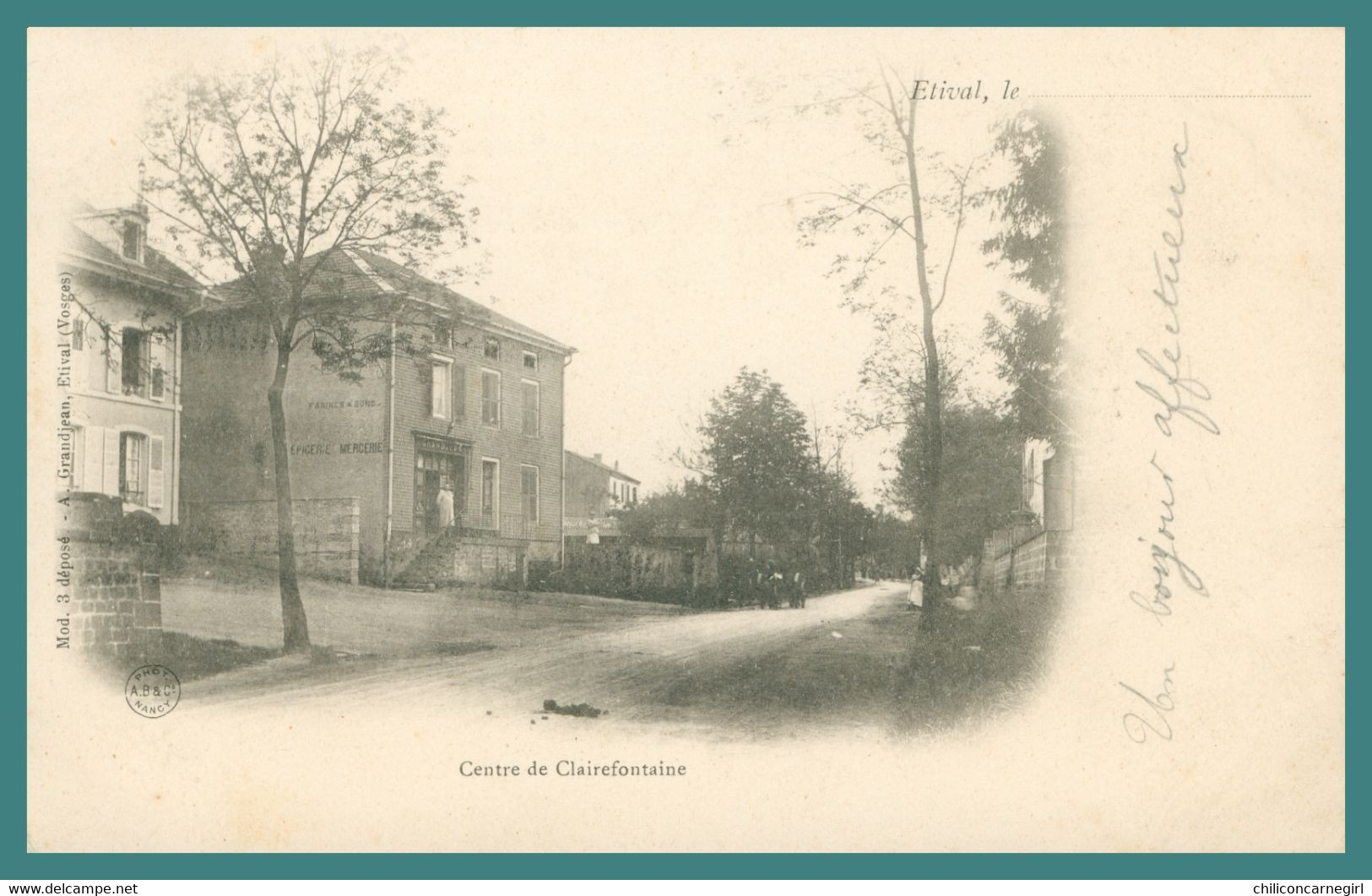ETIVAL - Centre De Clairefontaine - Animée - Edit. A. GRANDJEAN - Convoyeur Ambulant 1902 - Etival Clairefontaine