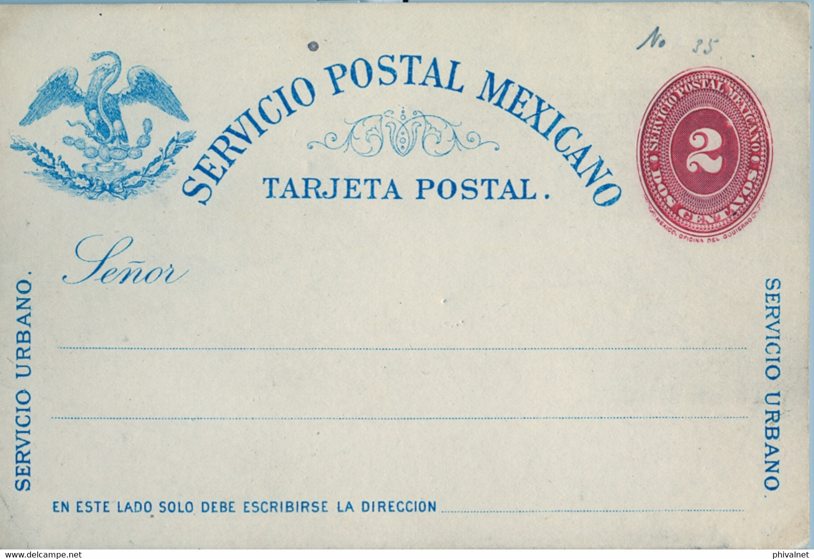 MÉXICO - ENTERO POSTAL NO  CIRCULADO , DOS CENTAVOS , SERVICIO URBANO - Mexique