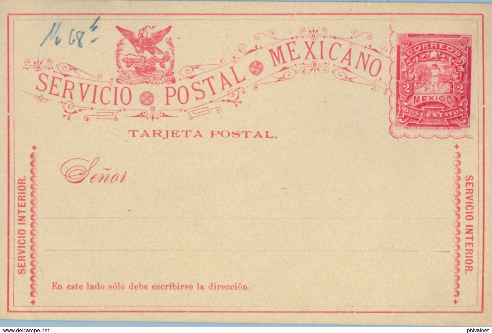 MÉXICO - ENTERO POSTAL NO  CIRCULADO , DOS CENTAVOS , SERVICIO INTERIOR - Messico