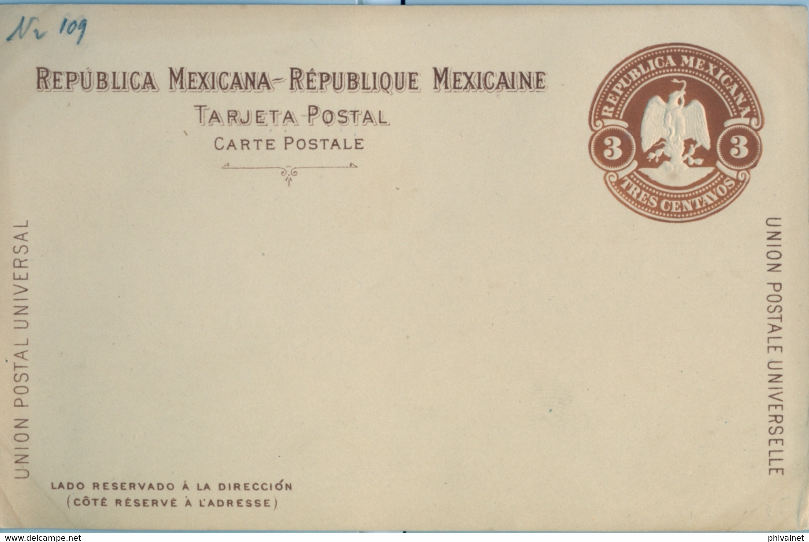 MÉXICO - ENTERO POSTAL NO  CIRCULADO , TRES CENTAVOS - Messico