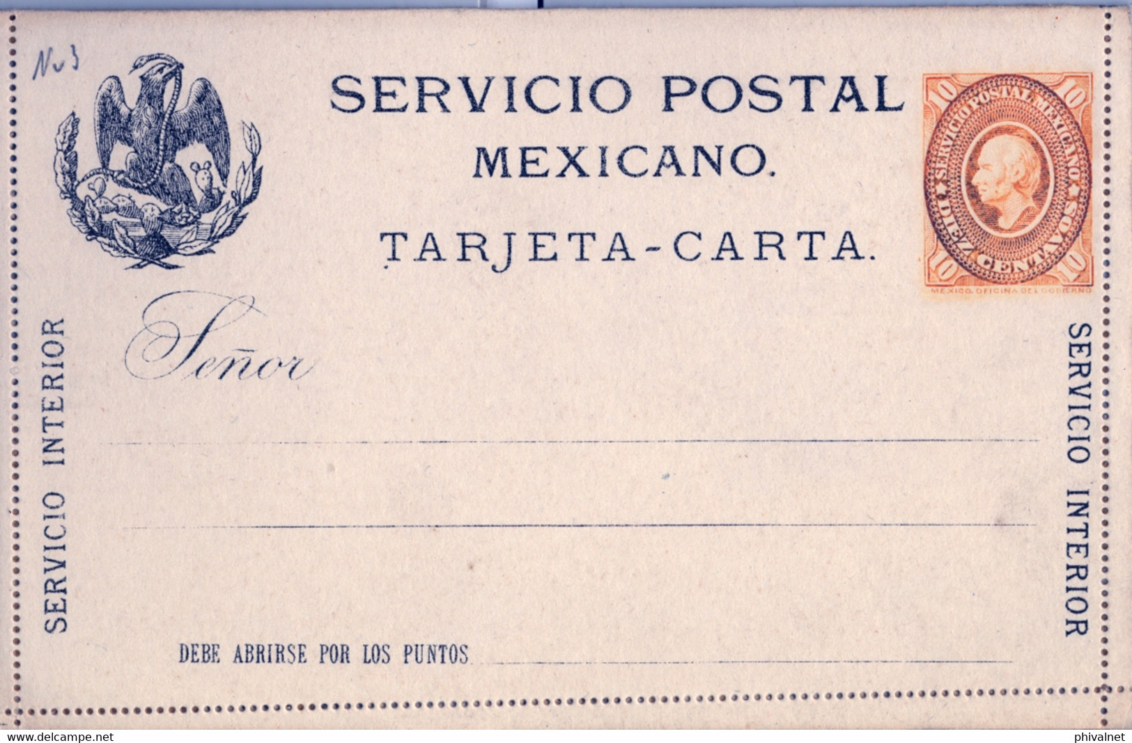 MÉXICO - ENTERO POSTAL NO  CIRCULADO , DIEZ CENTAVOS , SERVICIO INTERIOR - Mexique