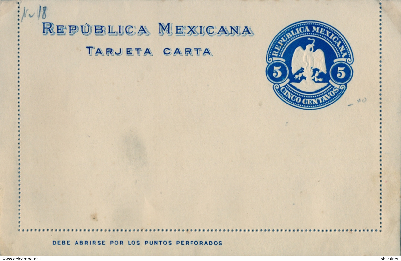 MÉXICO - ENTERO POSTAL NO  CIRCULADO , CINCO CENTAVOS - México