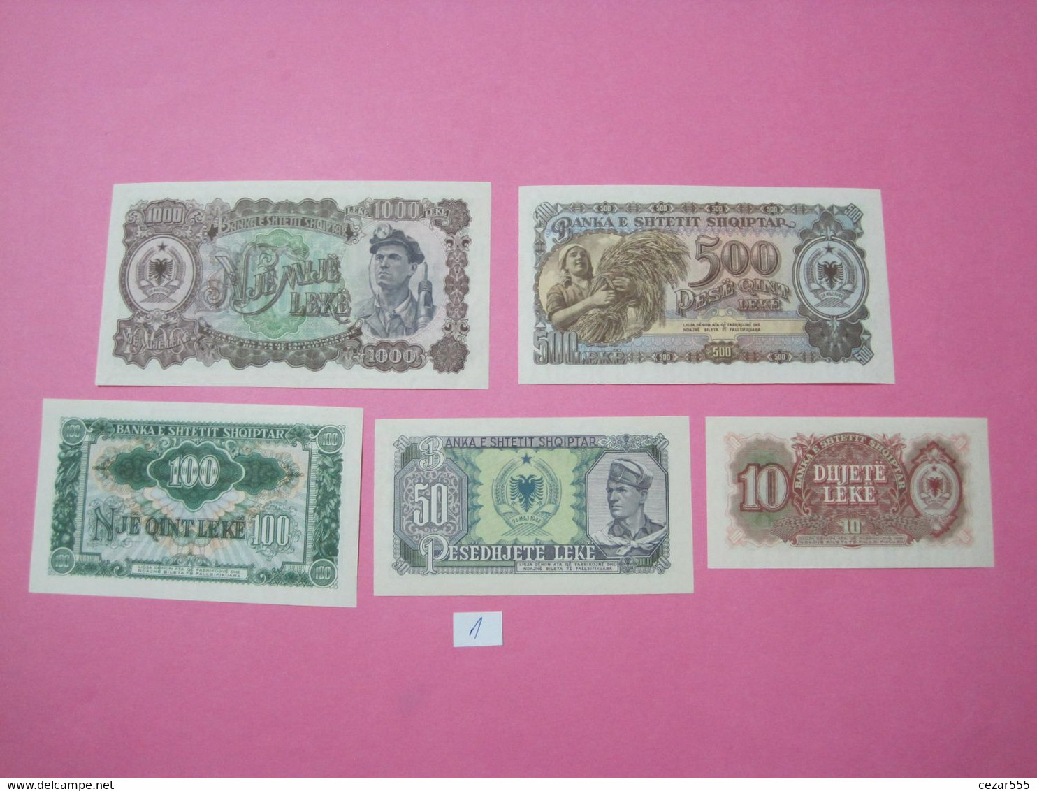 Albania Lot 5 Banknotes 1957, UNC. 1 - Albania