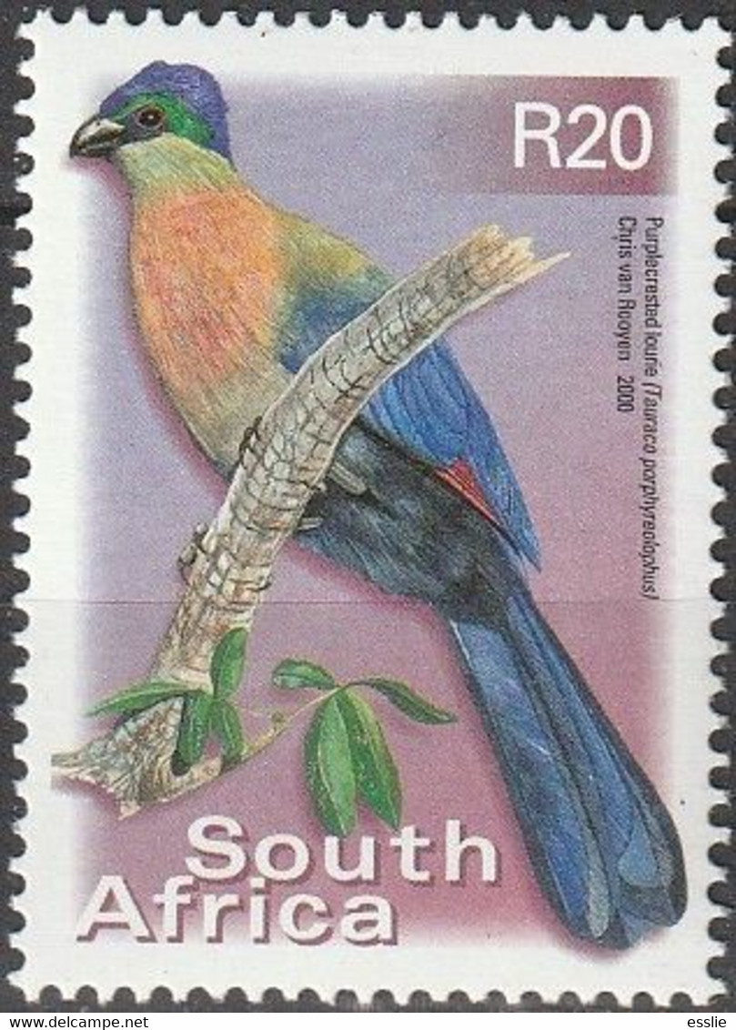 South Africa RSA - 2000 - 7th Definitive - Purple-crested Turaco Lourie - Unused Stamps