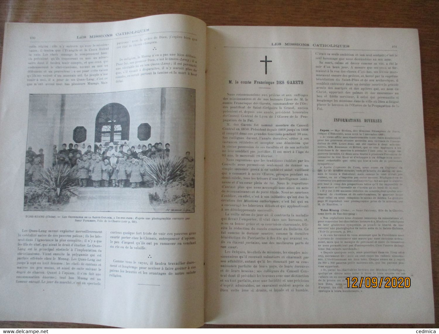 LES MISSIONS CATHOLIQUES DU 2 MARS 1900 JAPON INCENDIE A HAKODATE,HAUT TONKIN,TCHE-KIANG,FOKIEN,VOYAGES DANS LE FAR-WEST - 1900 - 1949