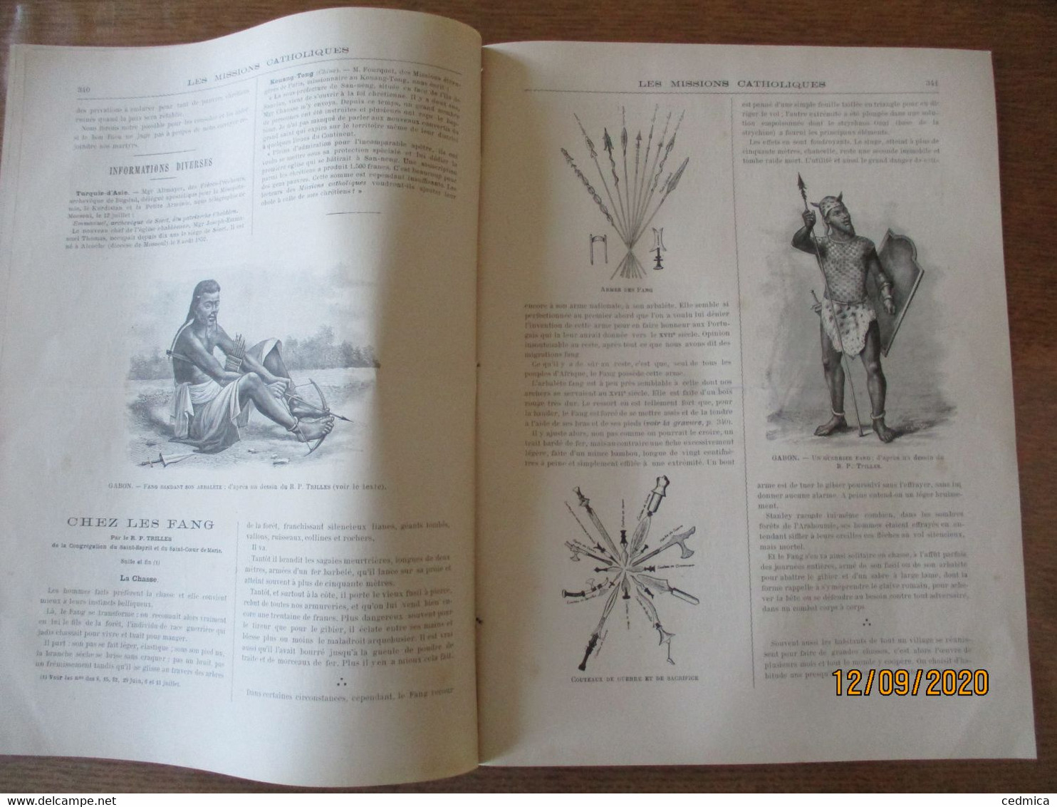 LES MISSIONS CATHOLIQUES DU 20 JUILLET 1900 EN CHINE HOU-NAN MERIDIONAL,TCHE-LI SUD-EST,PEKIN,CHEZ LES FANG GABON,FUMEU - 1900 - 1949