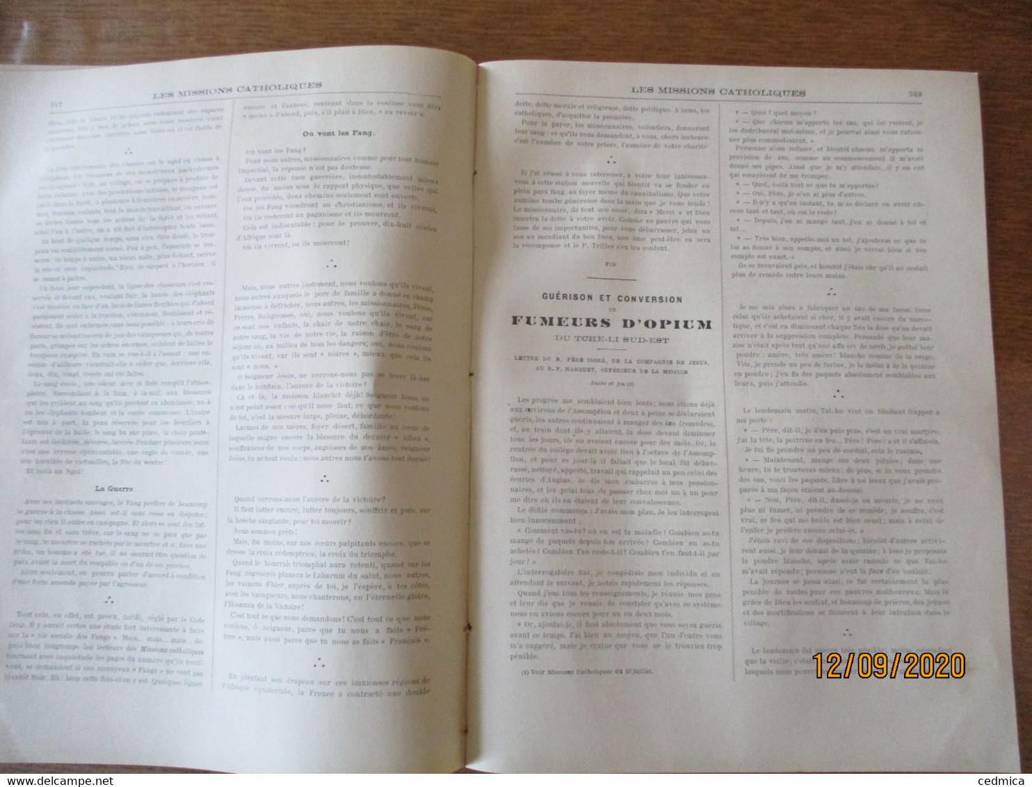 LES MISSIONS CATHOLIQUES DU 20 JUILLET 1900 EN CHINE HOU-NAN MERIDIONAL,TCHE-LI SUD-EST,PEKIN,CHEZ LES FANG GABON,FUMEU - 1900 - 1949