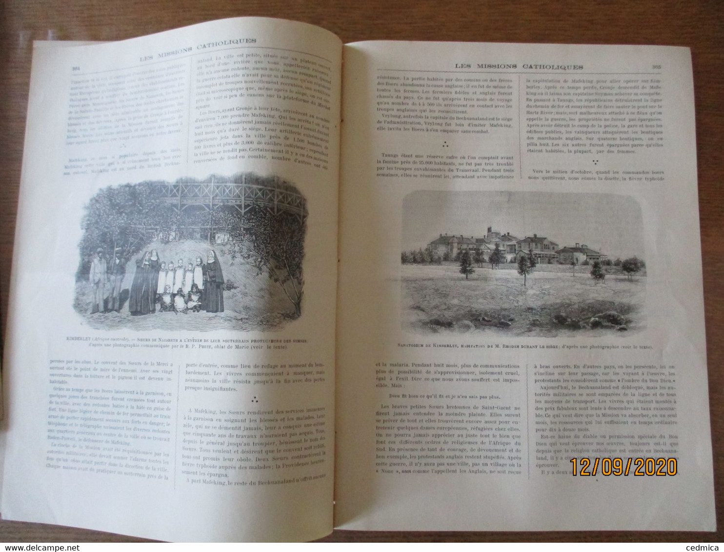 LES MISSIONS CATHOLIQUES DU 3 AOUT 1900 CHINE TCHE-KIANG,TCHE-LY,A KIMBERLEY PENDANT LA GUERRE DES BOERS ET DES ANGLAIS, - 1900 - 1949