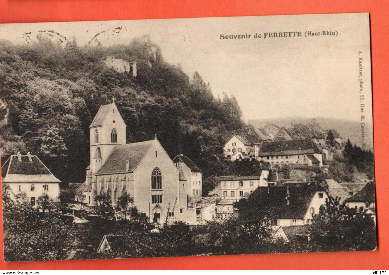 ROH2-34 Souvenir De Ferrette Tampon Hotel De La Cigogne , Jules Pfiffer.Circulé Vers La Suisse - Ferrette