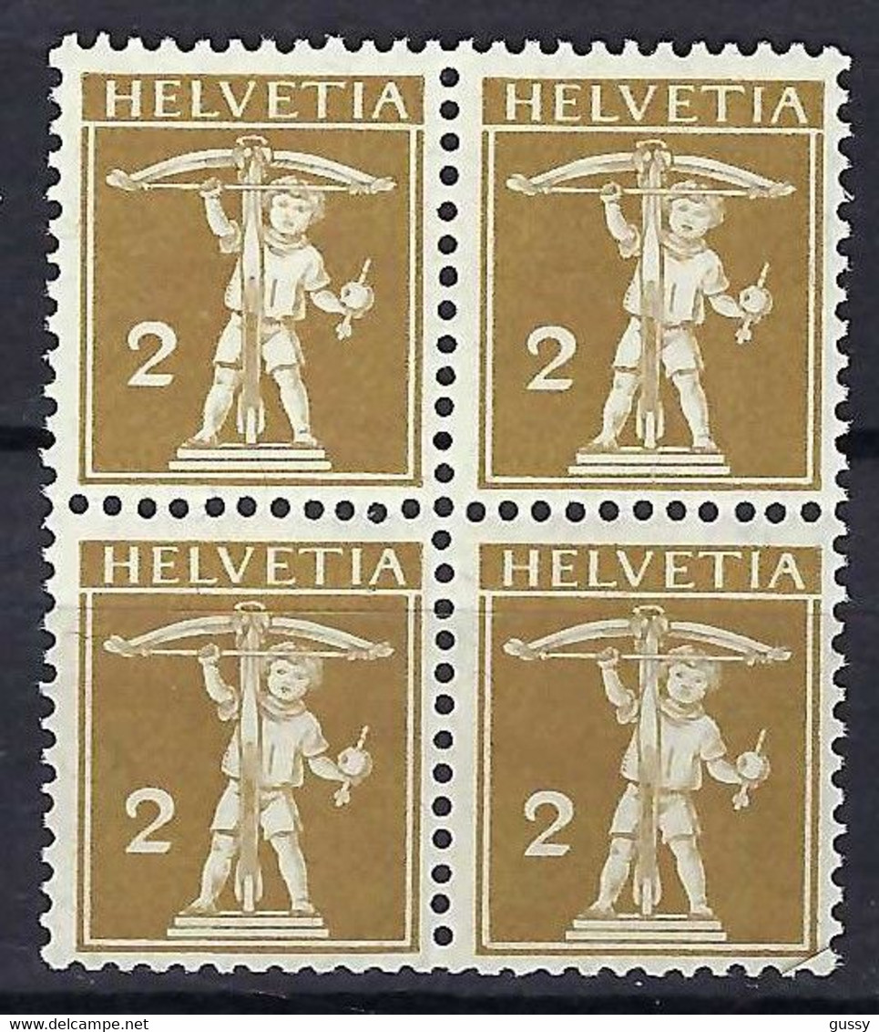 SUISSE 1909: Bloc De 4 CDF Du ZNr. 117,  Neuf** - Neufs