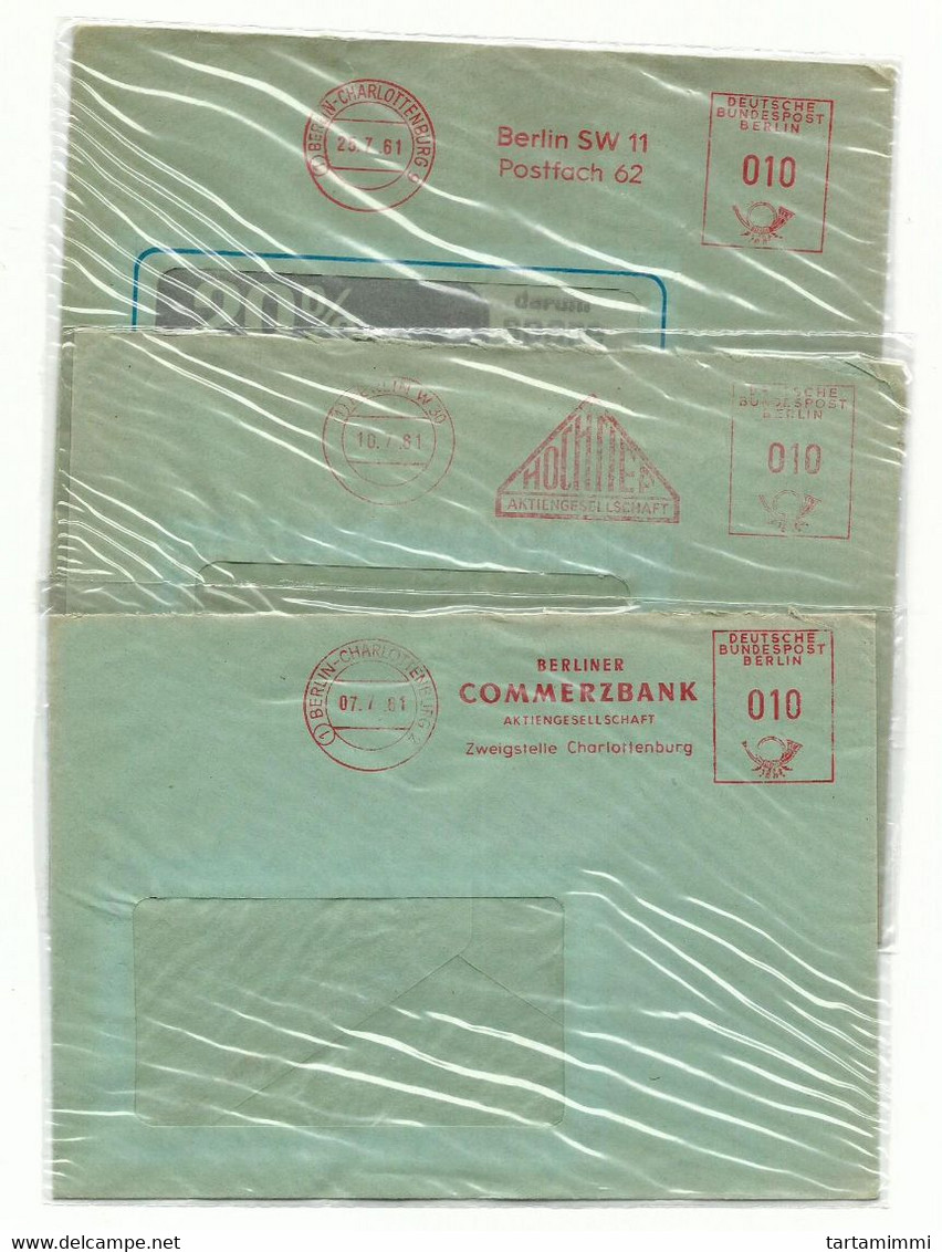 EMA METER STAMP FREISTEMPEL LOT 3 COVERS BERLINER DEUTSCHE BUNDEPOST BERLIN COMMERCIALBANK HOCTLER - Frankeermachines (EMA)