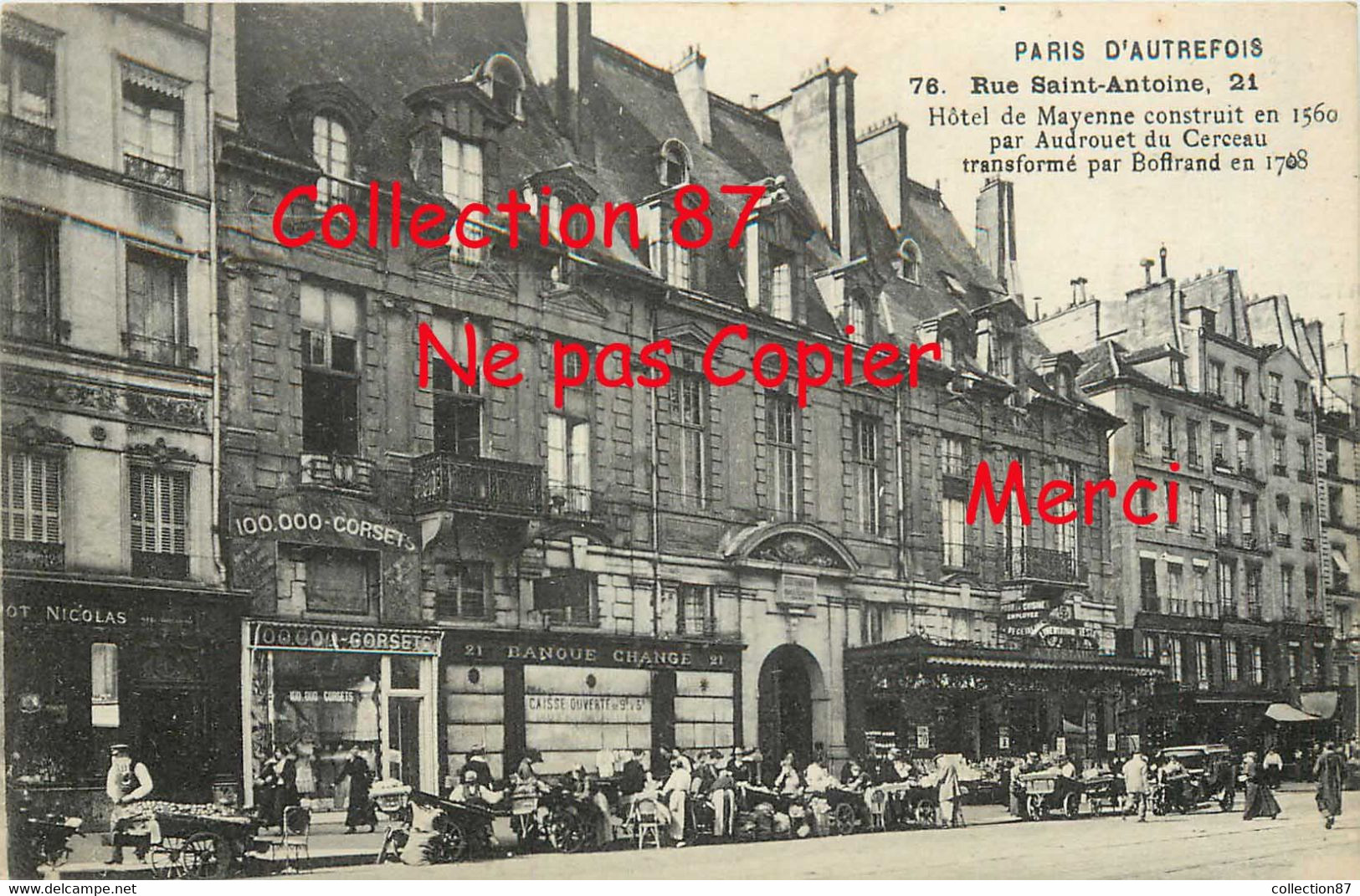 75004 ☺♦♦ PARIS AUTREFOIS N° 76 < 21 RUE SAINT ANTOINE < BANQUE + COMMERCE NICOLAS + HOTEL De MAYENNE + EPICERIE - Arrondissement: 04