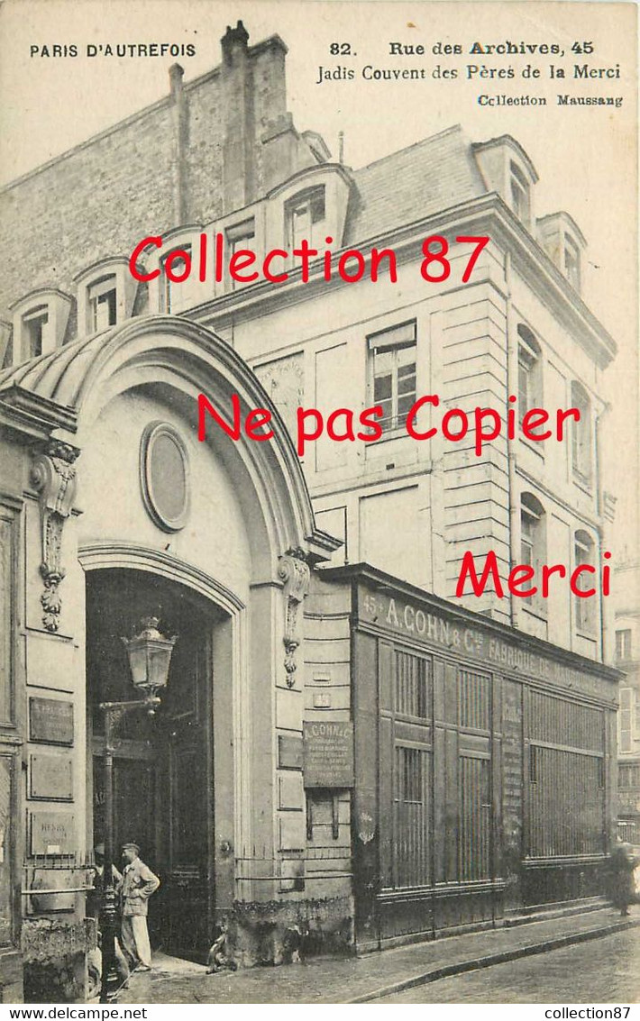 75003 ☺♦♦ PARIS AUTREFOIS N° 82 < COUVENT Des PERES De La MERCI Au 45 RUE Des ARCHIVES - MARROQUINERIE A. COHN - Arrondissement: 03