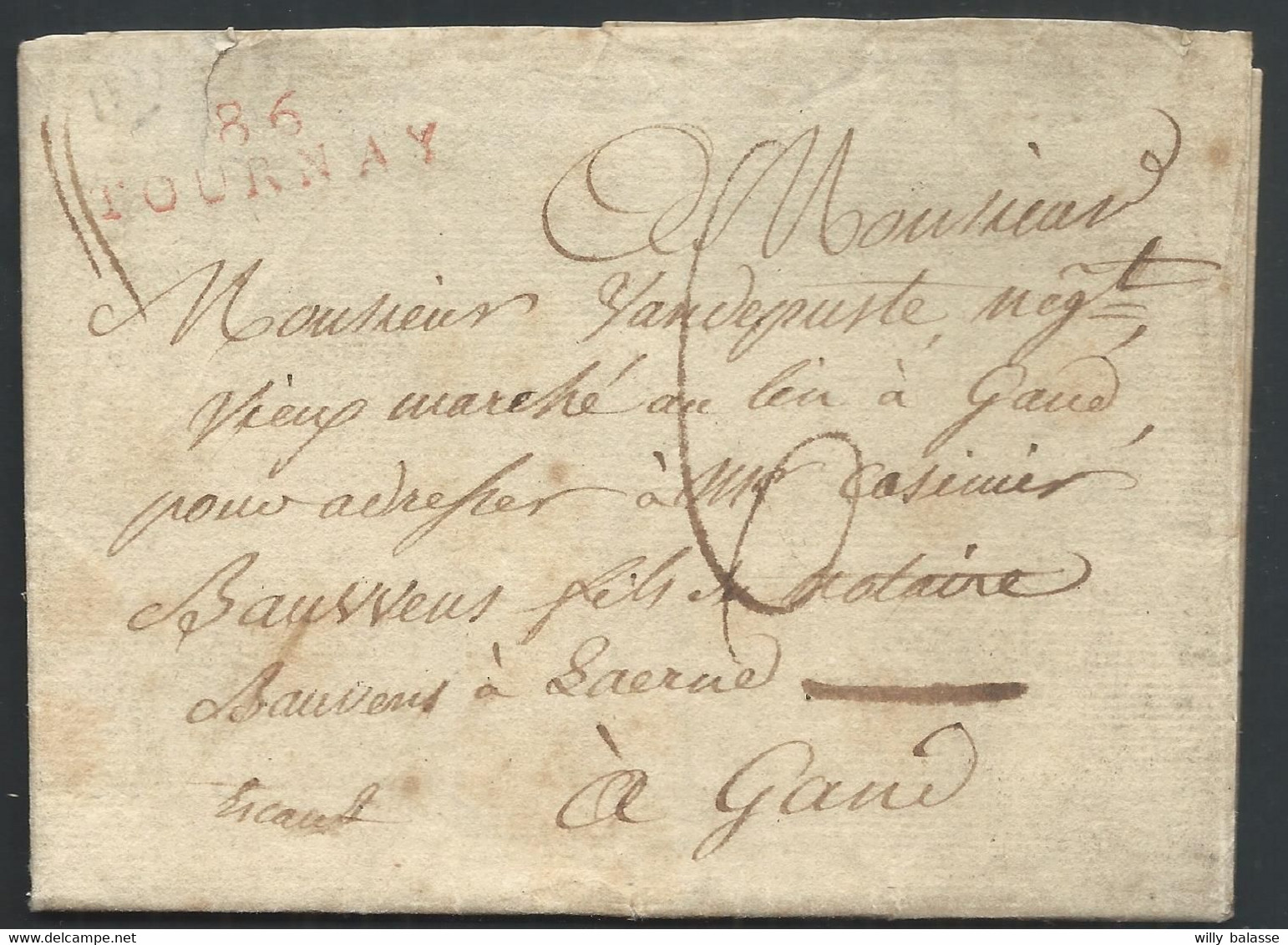 L 1809 Marque 86/TOURNAY + "6" Pour Gand - 1794-1814 (French Period)