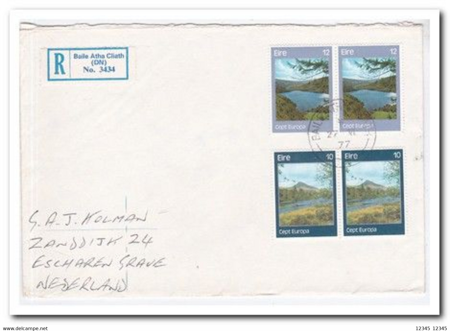 Ierland 1977, Registered Letter To Netherland, Europe Cept Stamps - Covers & Documents