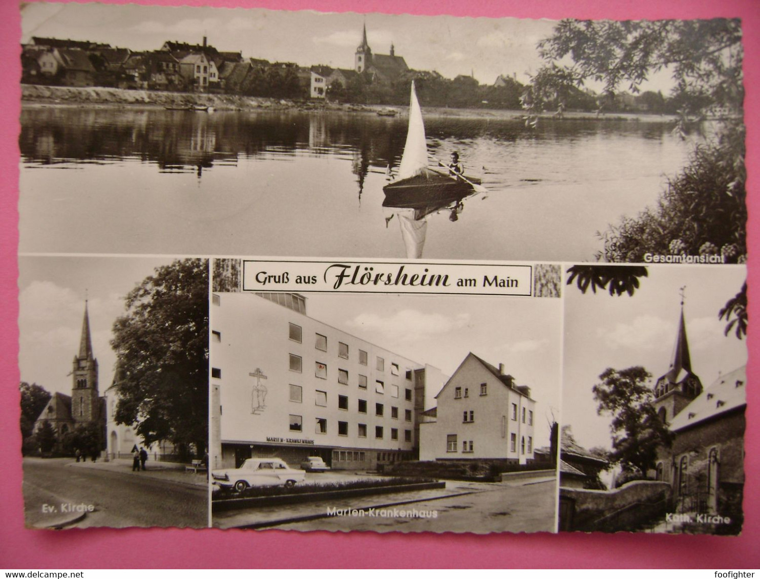 Germany: Flörsheim Am Main - Gesamtansicht, Ev. Kirche, Marien-Krankenhaus, Kath. Kirche - 1970s Used - Floersheim