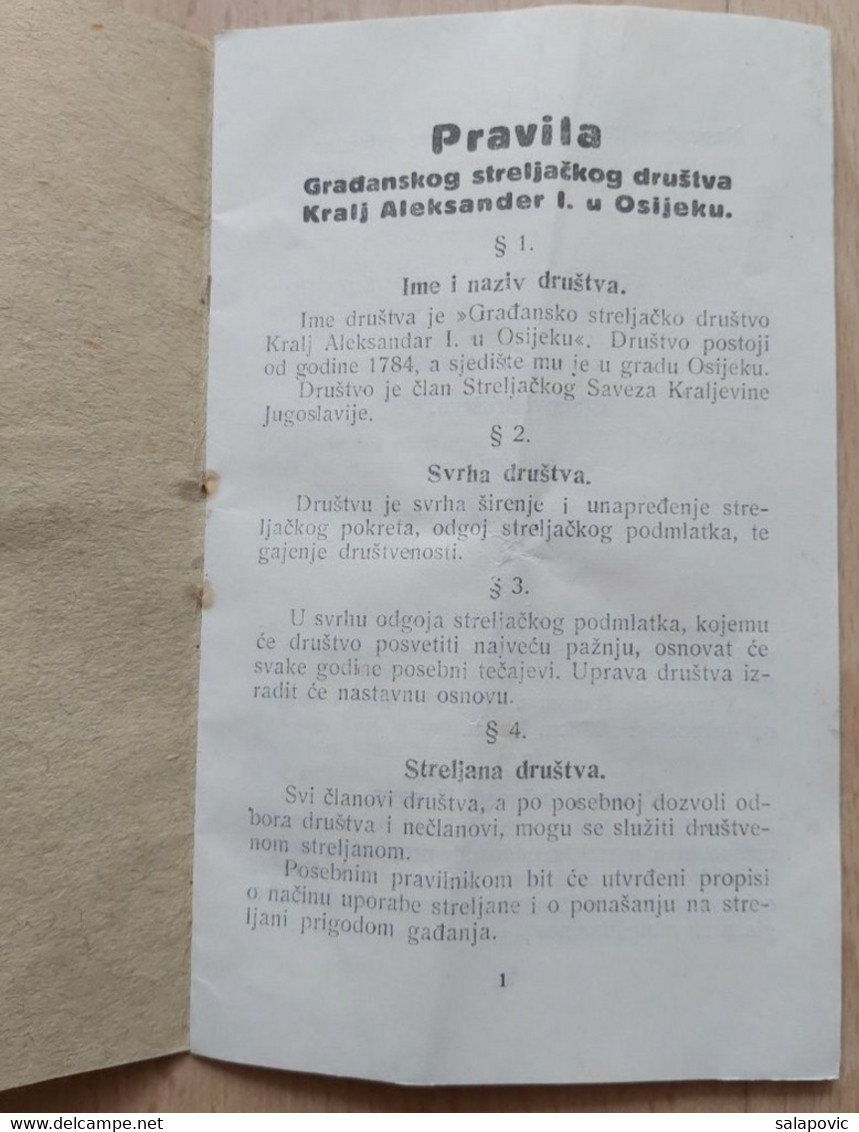 Archery, Pravila Gradjansko Streljacko Drustvo Kralj Aleksandar I. Osi­jek - Tir à L'Arc