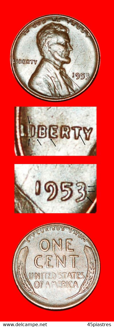 · DISCOVERY COIN WHEAT PENNY (1909-1958): USA ★ 1 CENT 1953! UNPUBLISHED! LOW START★ NO RESERVE! - Erreurs