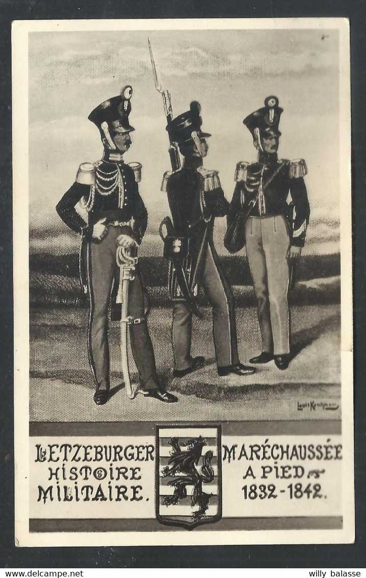 +++ CPA Militaria - Militaire - Letzeburg - Bundeskontingent - Maréchaussée à Pied - Soldat - Uniforme - Illustrateur // - Uniformen