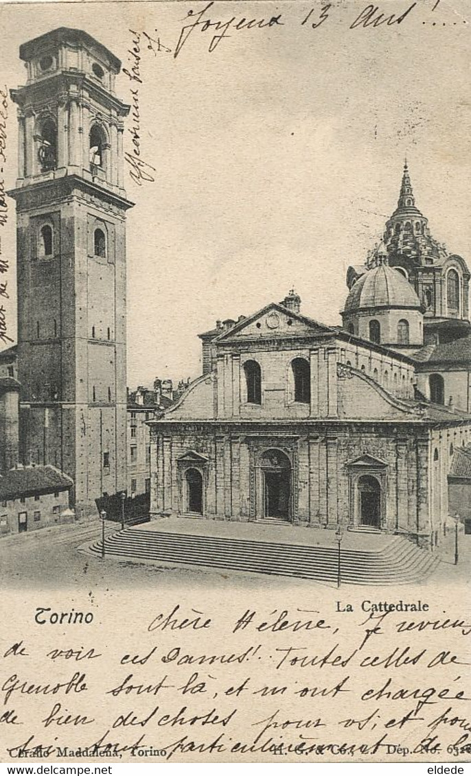 Torino La Cattedrale  Sent To Pension Auberson St Cergues Nyon Suisse 1903 - Chiese