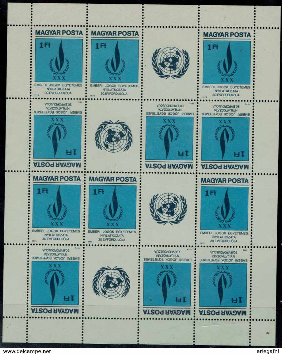 HUNGARY 1979 30TH ANNIVERSARY OF THE GENERAL DECLARATION OF HUMAN RIGHTS FULL SHEET MI No 3334 MNH VF !! - Fogli Completi