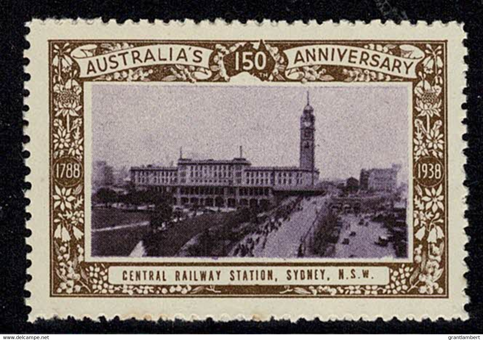 Australia 1938 Central Railway Station, Sydney - NSW 150th Anniversary Cinderella MNH - Cinderella