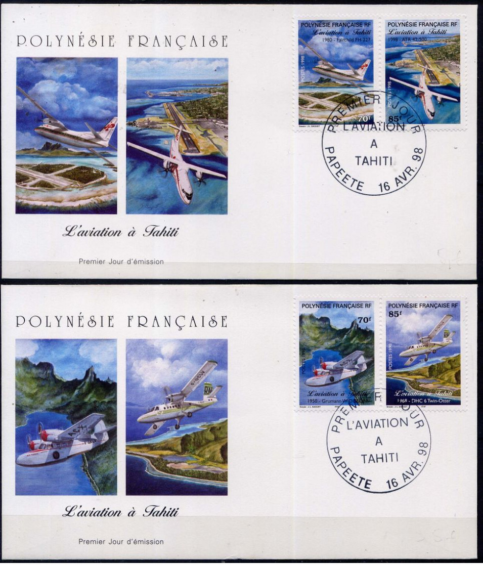 POLYNÉSIE  - FDC 556-559 - L'AVIATION A TAHITI - FDC