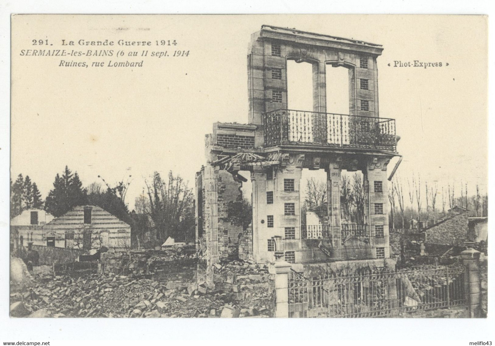 51/CPA - Sermaize Les Bains - Ruines, Rue Lombard (Grande Guerre - Militaria) - Sermaize-les-Bains