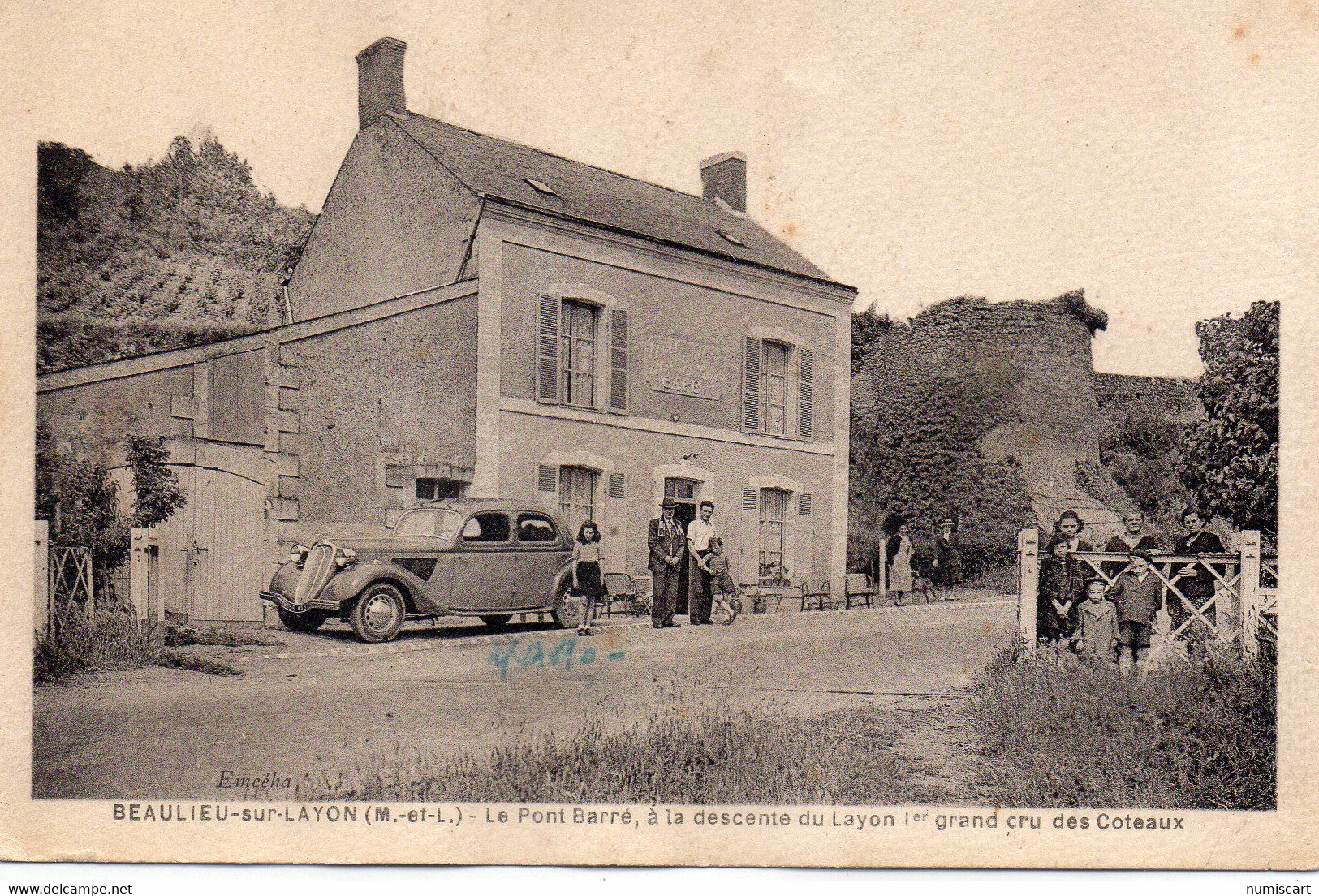 Beaulieu-sur-Layon Animée Le Pont Barré Vignes Belle Peugeot 202 Voiture Beau Visuel - Autres & Non Classés
