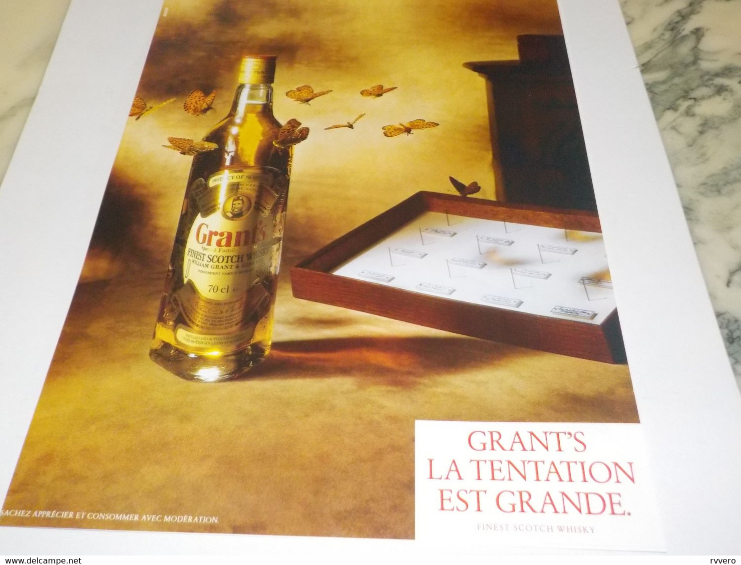 PUBLICITE  TENTATION EST GRANDE WHISKEY GRANT S 1989 - Alcohols