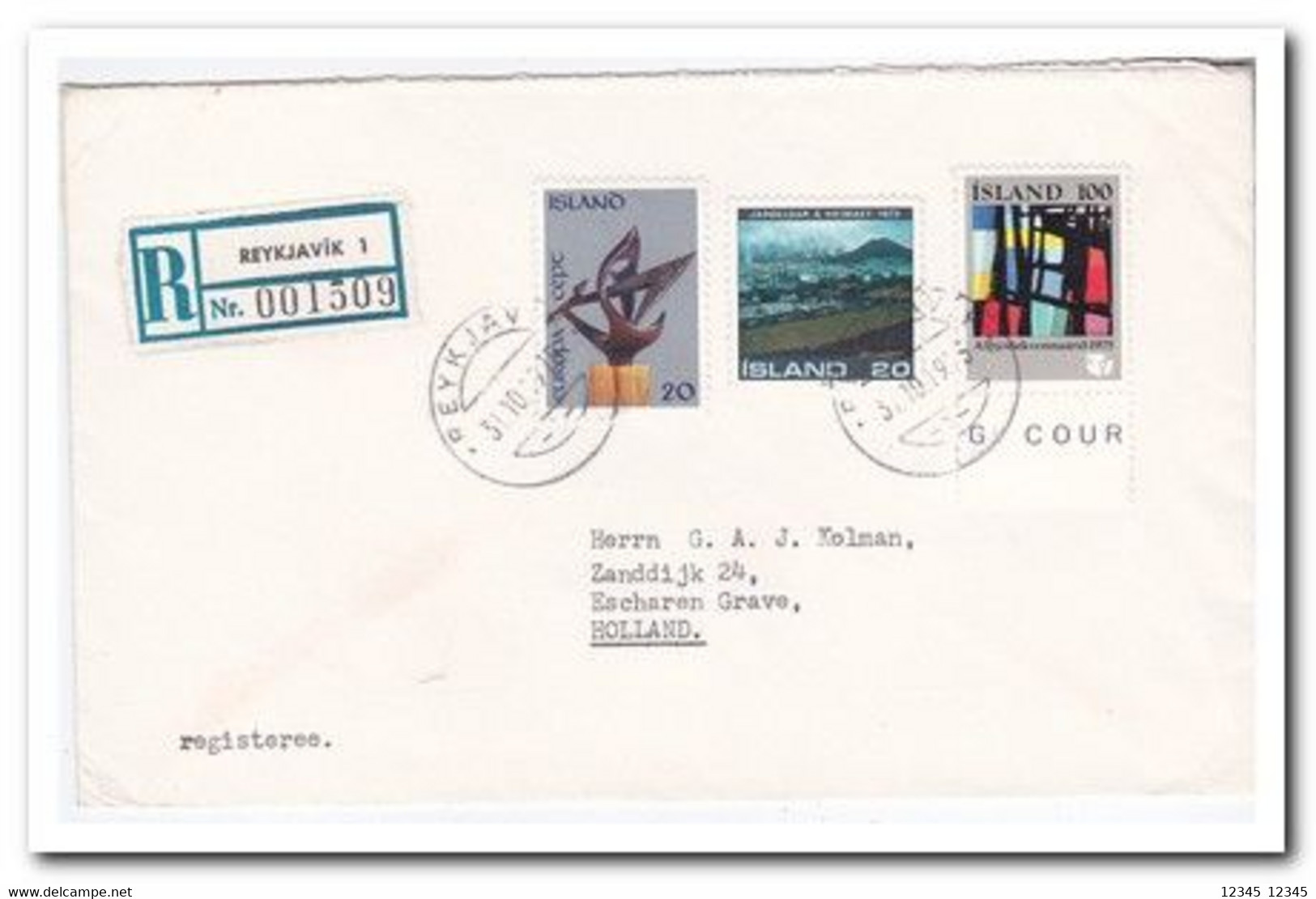 IJsland 1975, Registered Letter To Netherland - Cartas & Documentos