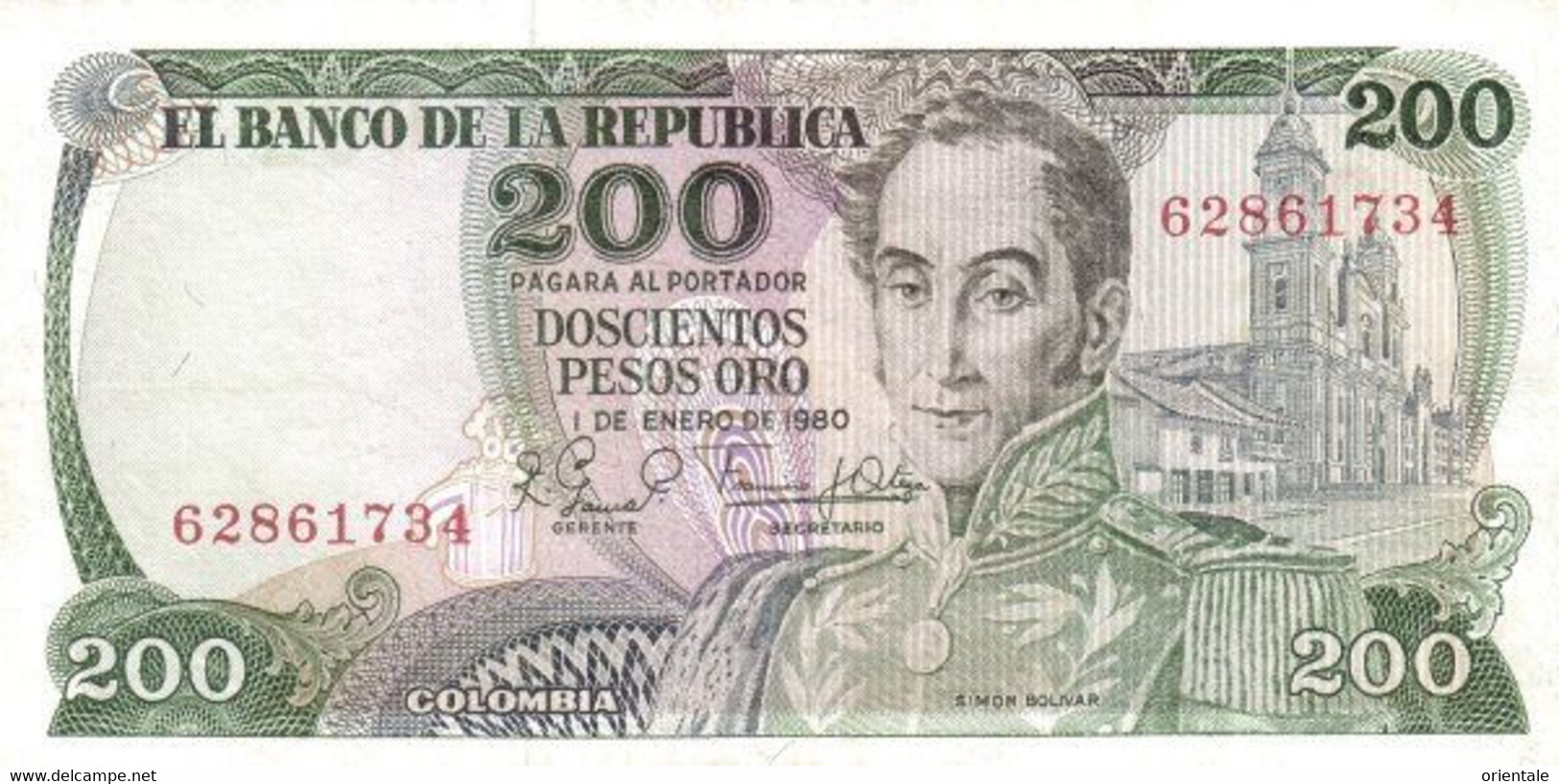 COLOMBIA P. 419 200 P 1980 UNC - Colombie