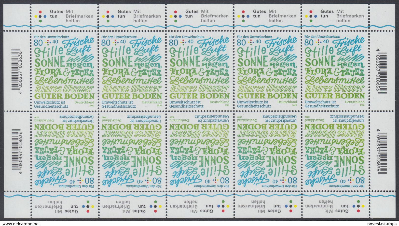 !a! GERMANY 2020 Mi. 3561 MNH SHEET(10) (stamps Inverted) - Environment Protection - 2011-2020