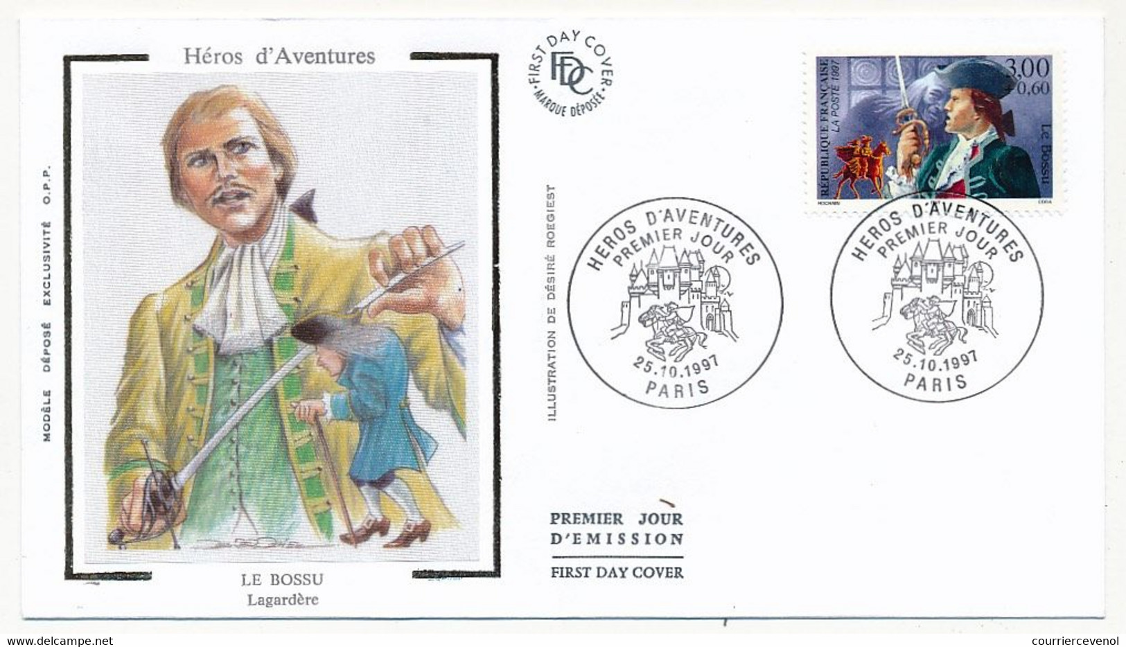 FRANCE => 9 Env. FDC Soie - Héros D'Aventures - D'Artagnan, Cyrano, Lancelot... 3 Cachets Secondaires Compris - 1990-1999