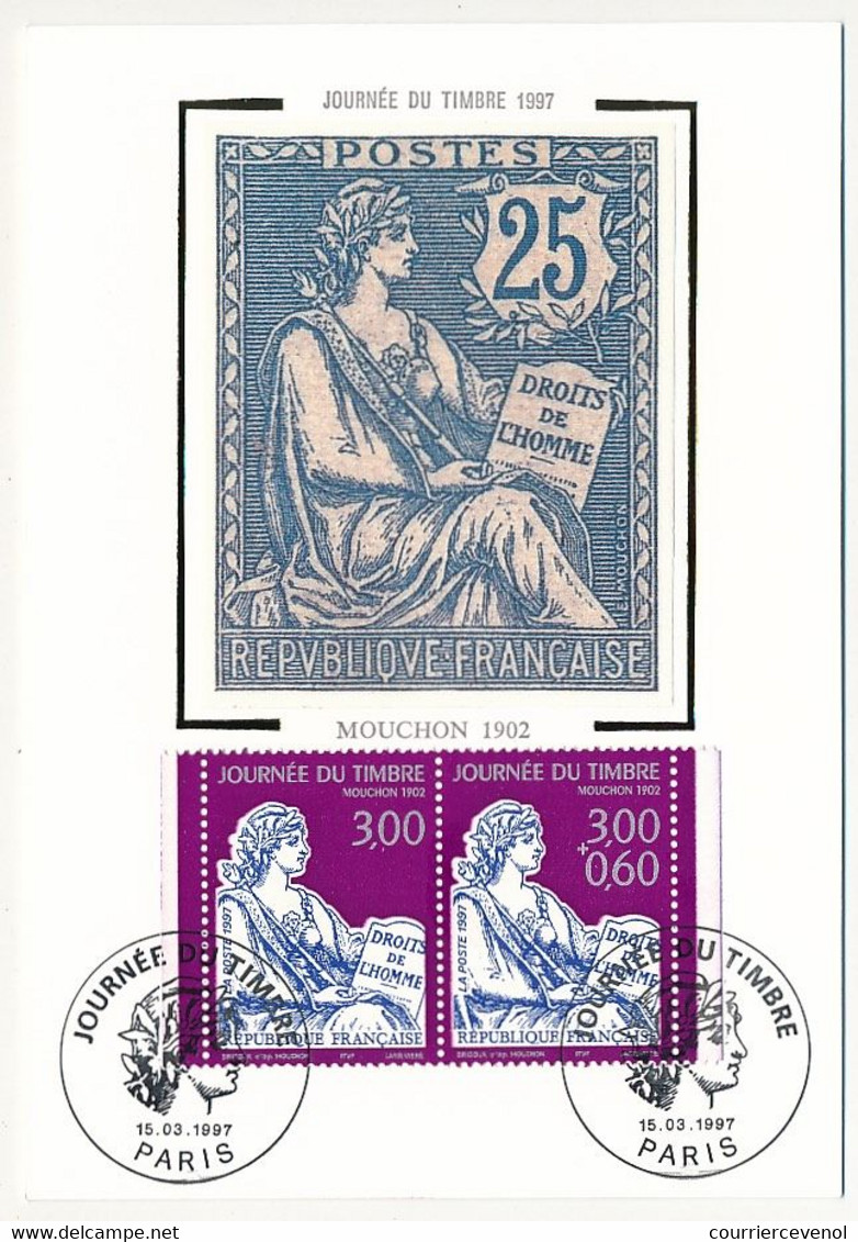 FRANCE =>  2 Cartes/Soie - Journée Du Timbre 1997 PARIS - Timbre Mouchon - 1990-1999