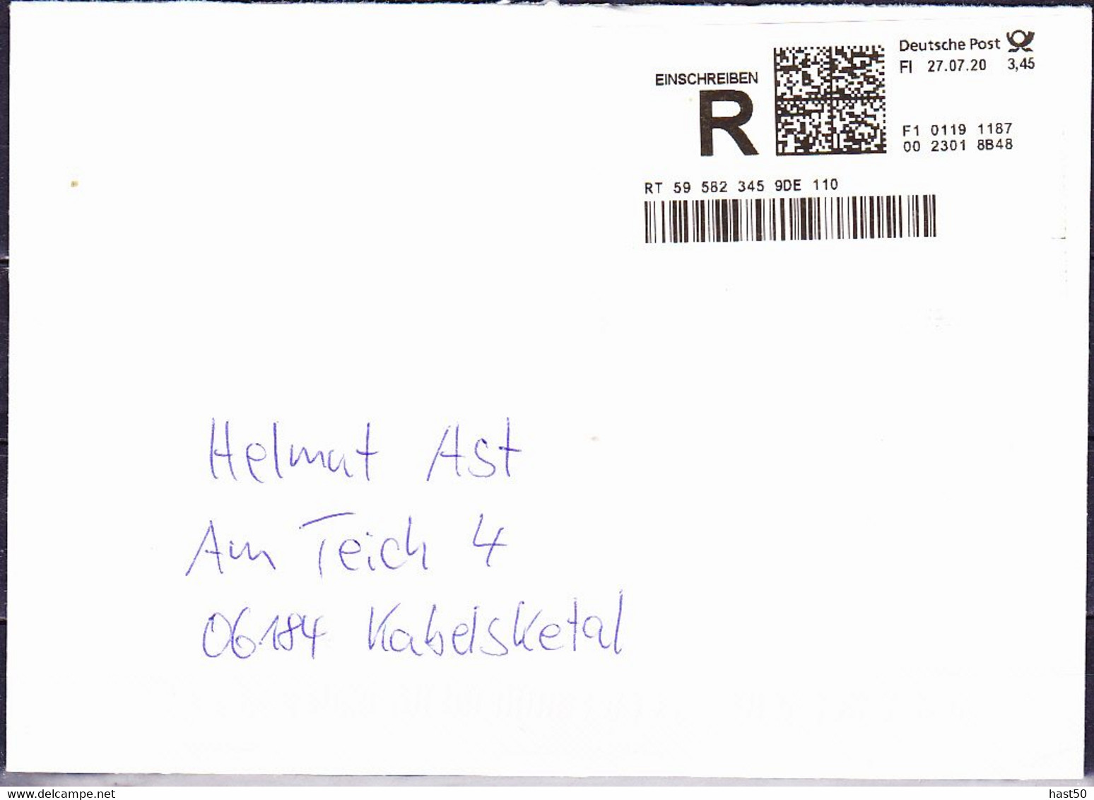 Deutschland Germany Allemagne - DP-Label (Filiale) Für Kompaktbrief Mit Einschreiben (3,45 €) Vom 27.07.2020 - Altri & Non Classificati